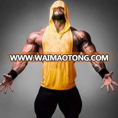 New men bodybuilding Fitness clothing sleeveless vest cotton hooded Tank